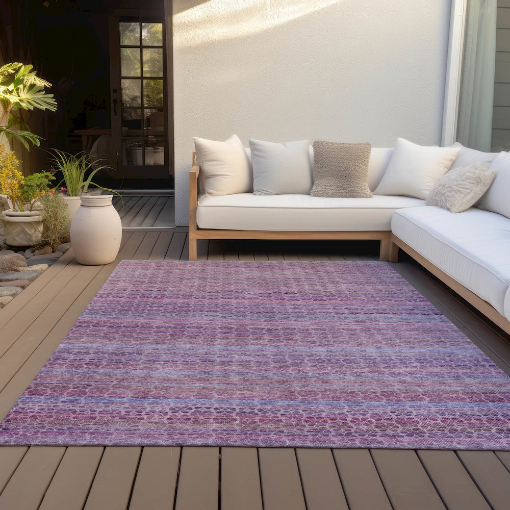 Machine Washable Indoor/Outdoor Chantille ACN2155 Purple 5' x 7'6" Rug