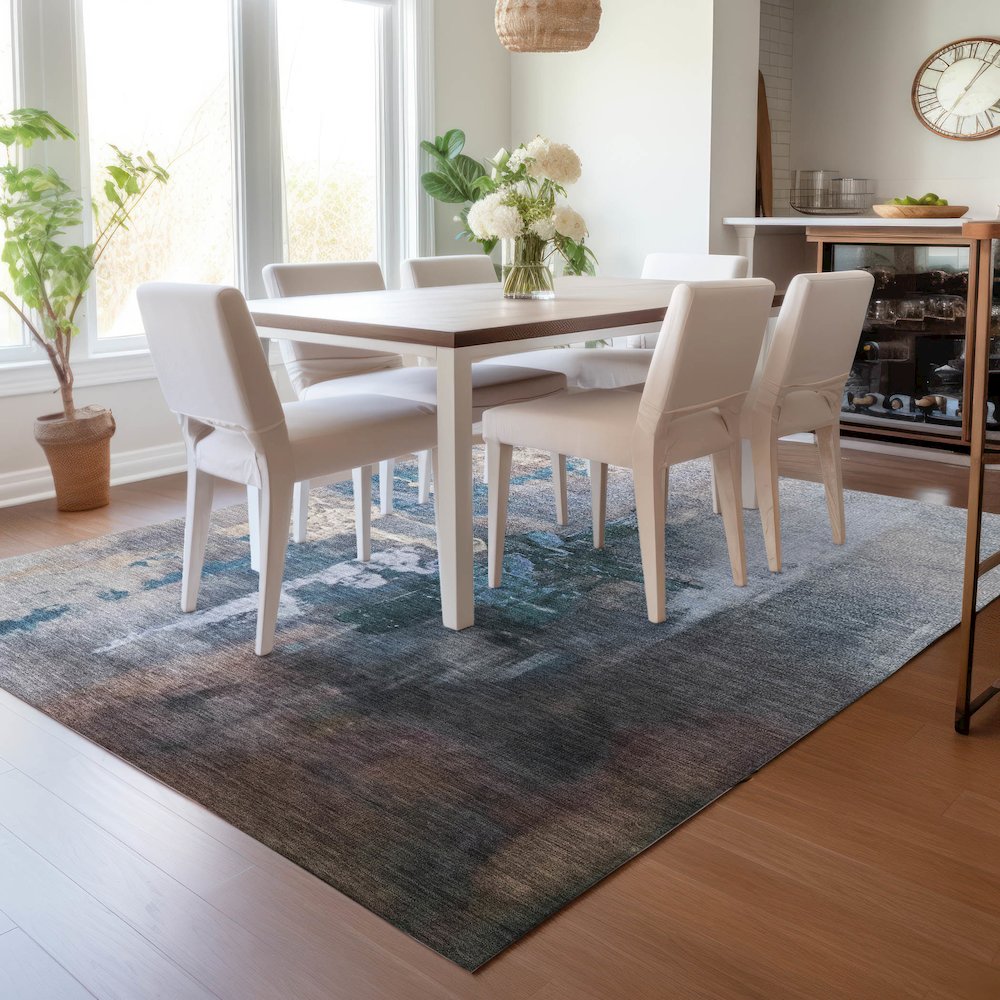 Machine Washable Indoor/Outdoor Chantille ACN2157 Blue 5' x 7'6" Rug