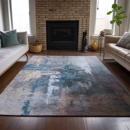 Machine Washable Indoor/Outdoor Chantille ACN2157 Blue 5' x 7'6" Rug