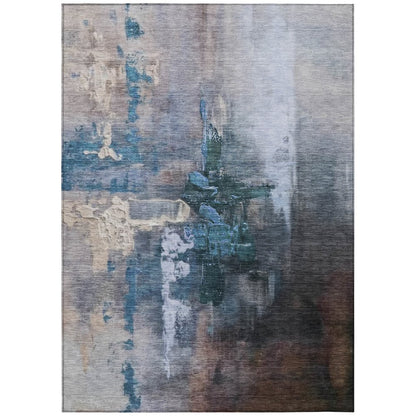 Machine Washable Indoor/Outdoor Chantille ACN2157 Blue 5' x 7'6" Rug