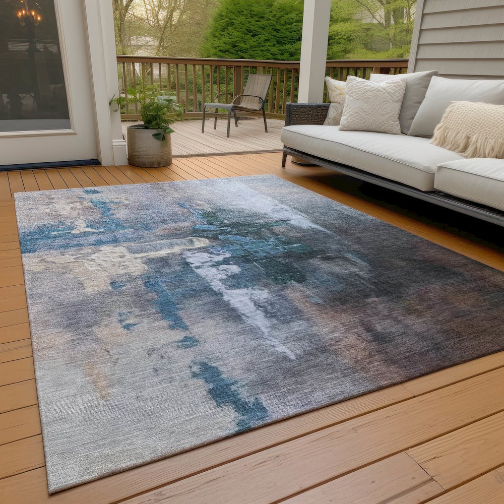 Machine Washable Indoor/Outdoor Chantille ACN2157 Blue 5' x 7'6" Rug