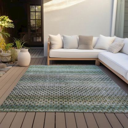 Machine Washable Indoor/Outdoor Chantille ACN2158 Green 5' x 7'6" Rug