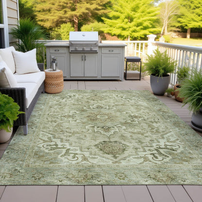 Machine Washable Indoor/Outdoor Chantille ACN2164 Sage 5' x 7'6" Rug