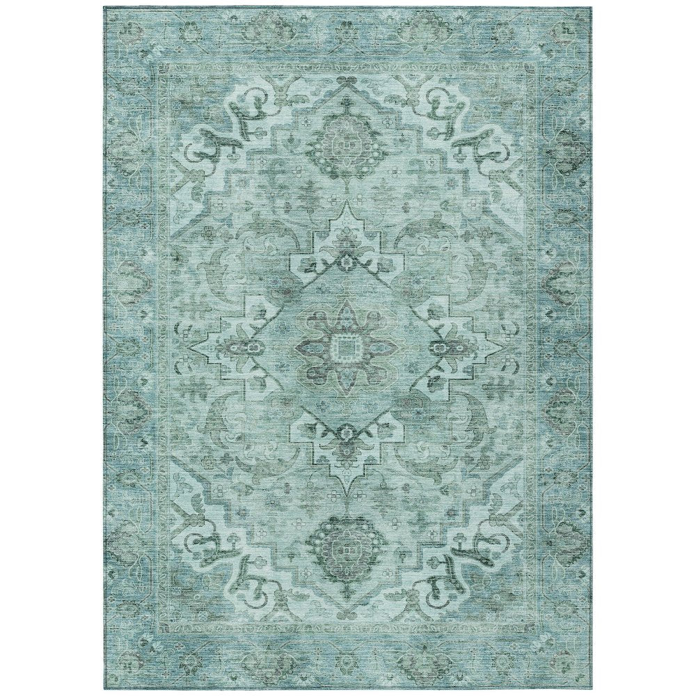 Machine Washable Indoor/Outdoor Chantille ACN2164 Teal 5' x 7'6" Rug