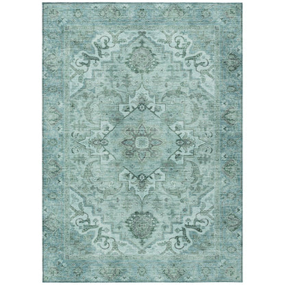 Machine Washable Indoor/Outdoor Chantille ACN2164 Teal 5' x 7'6" Rug