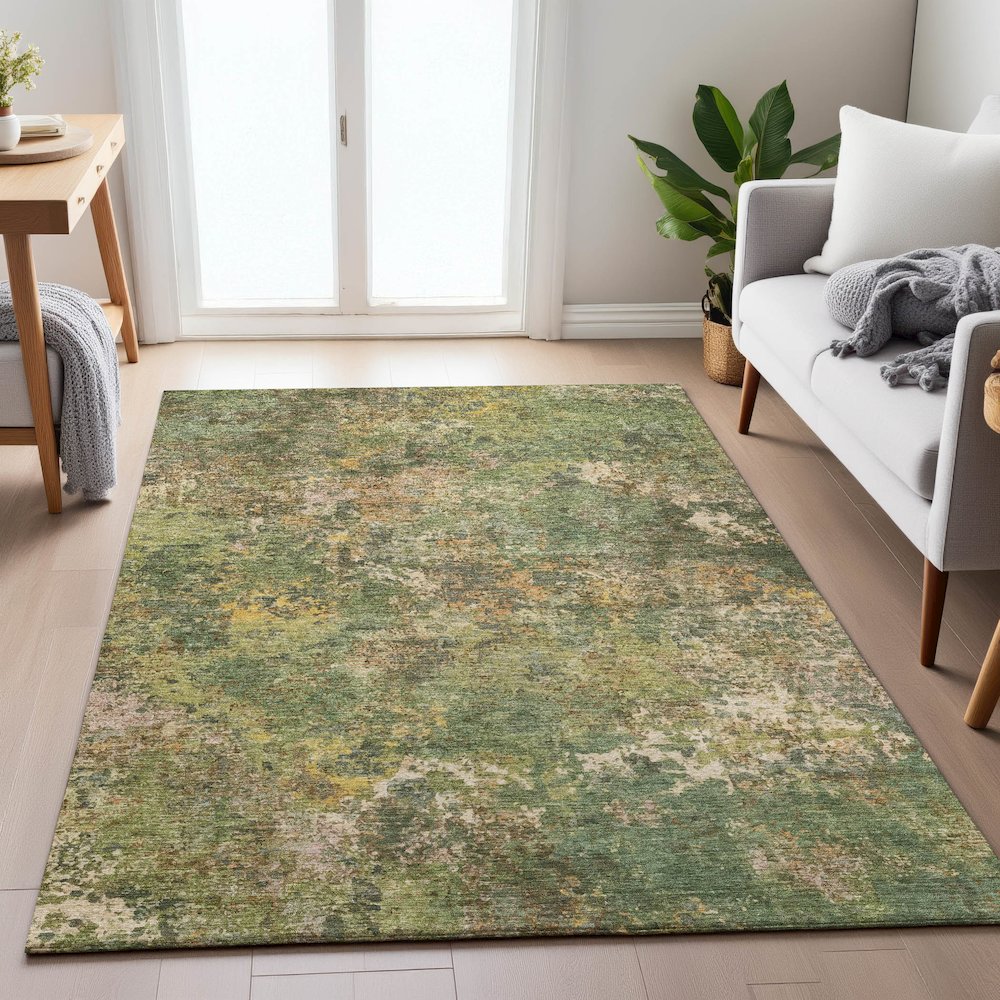 Machine Washable Indoor/Outdoor Chantille ACN2166 Aloe 5' x 7'6" Rug