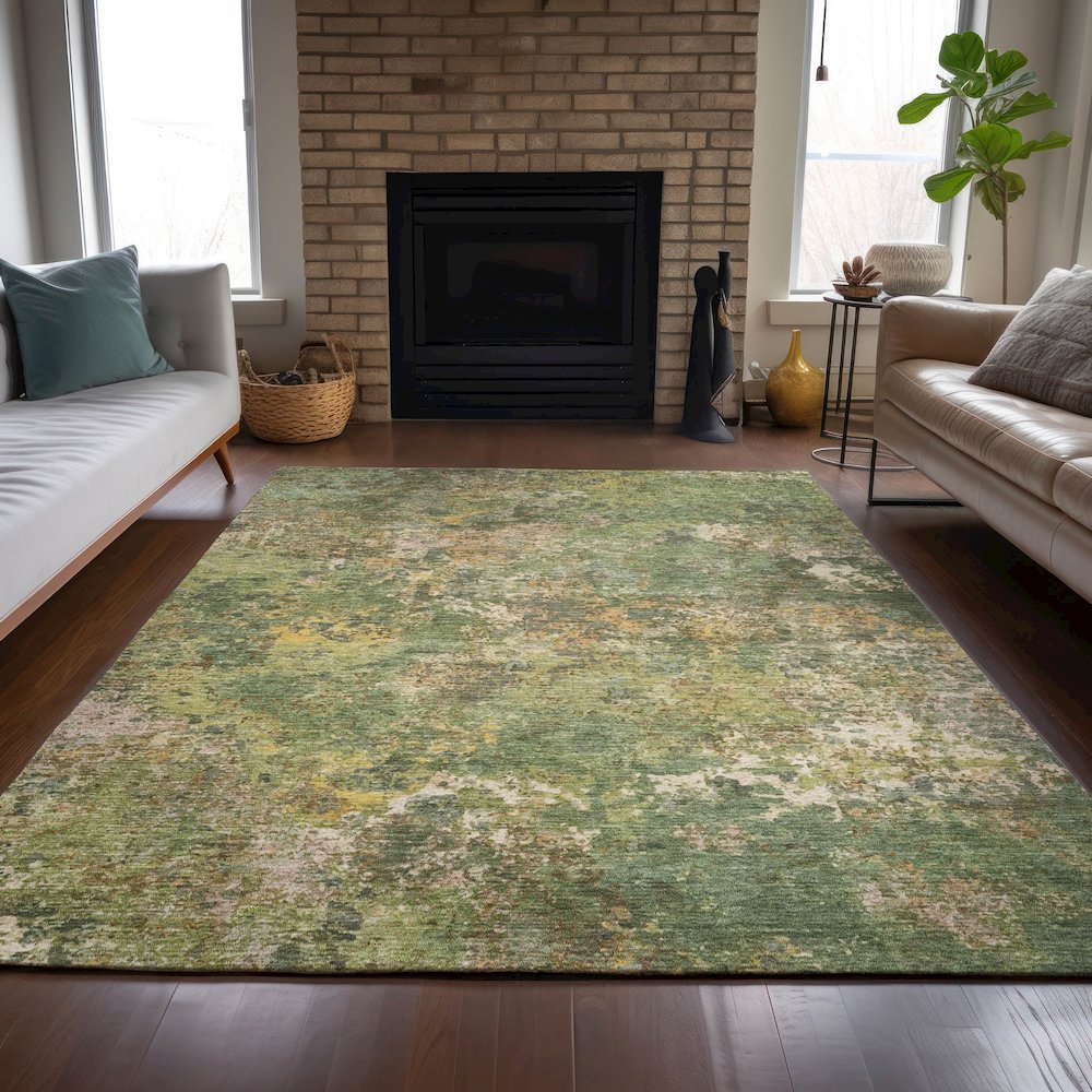 Machine Washable Indoor/Outdoor Chantille ACN2166 Aloe 5' x 7'6" Rug
