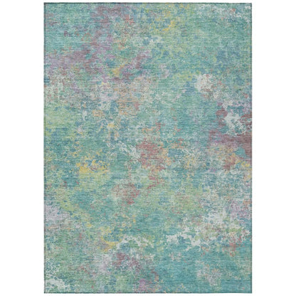 Machine Washable Indoor/Outdoor Chantille ACN2166 Teal 5' x 7'6" Rug