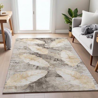 Machine Washable Indoor/Outdoor Chantille ACN2172 Brown 5' x 7'6" Rug