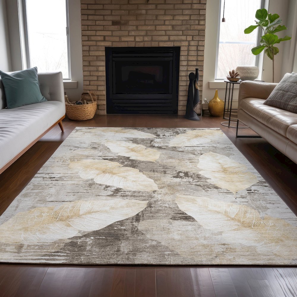 Machine Washable Indoor/Outdoor Chantille ACN2172 Brown 5' x 7'6" Rug