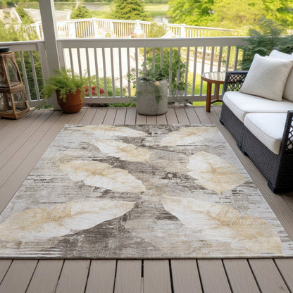 Machine Washable Indoor/Outdoor Chantille ACN2172 Brown 5' x 7'6" Rug