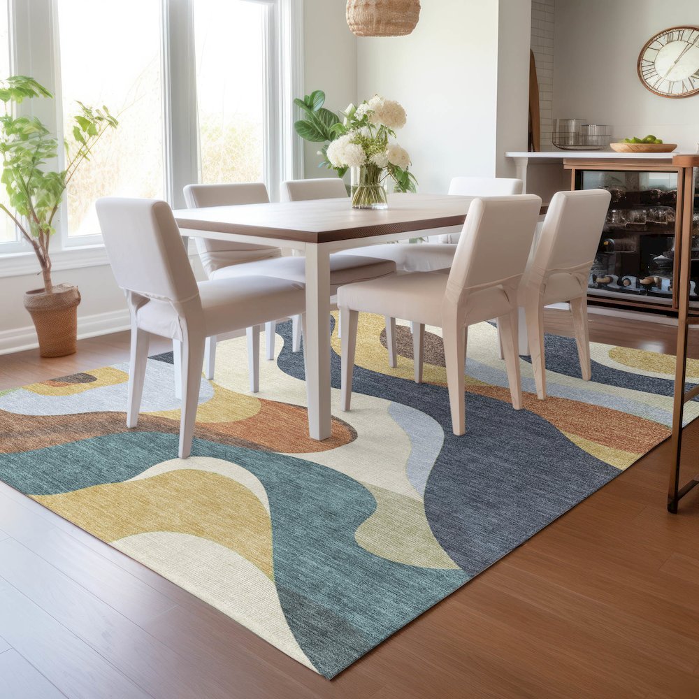 Machine Washable Indoor/Outdoor Chantille ACN2186 Gold 5' x 7'6" Rug