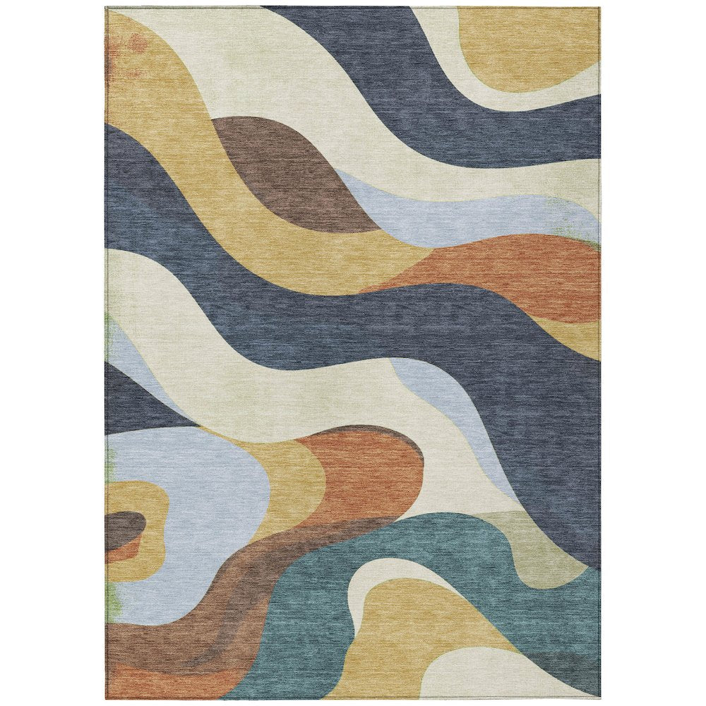 Machine Washable Indoor/Outdoor Chantille ACN2186 Gold 5' x 7'6" Rug