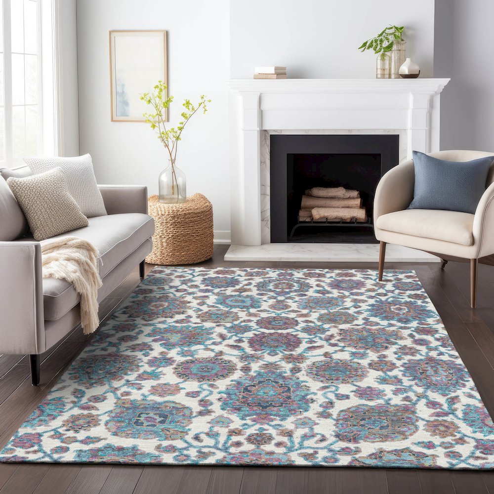 Machine Washable Indoor/Outdoor Chantille ACN2187 Teal 5' x 7'6" Rug