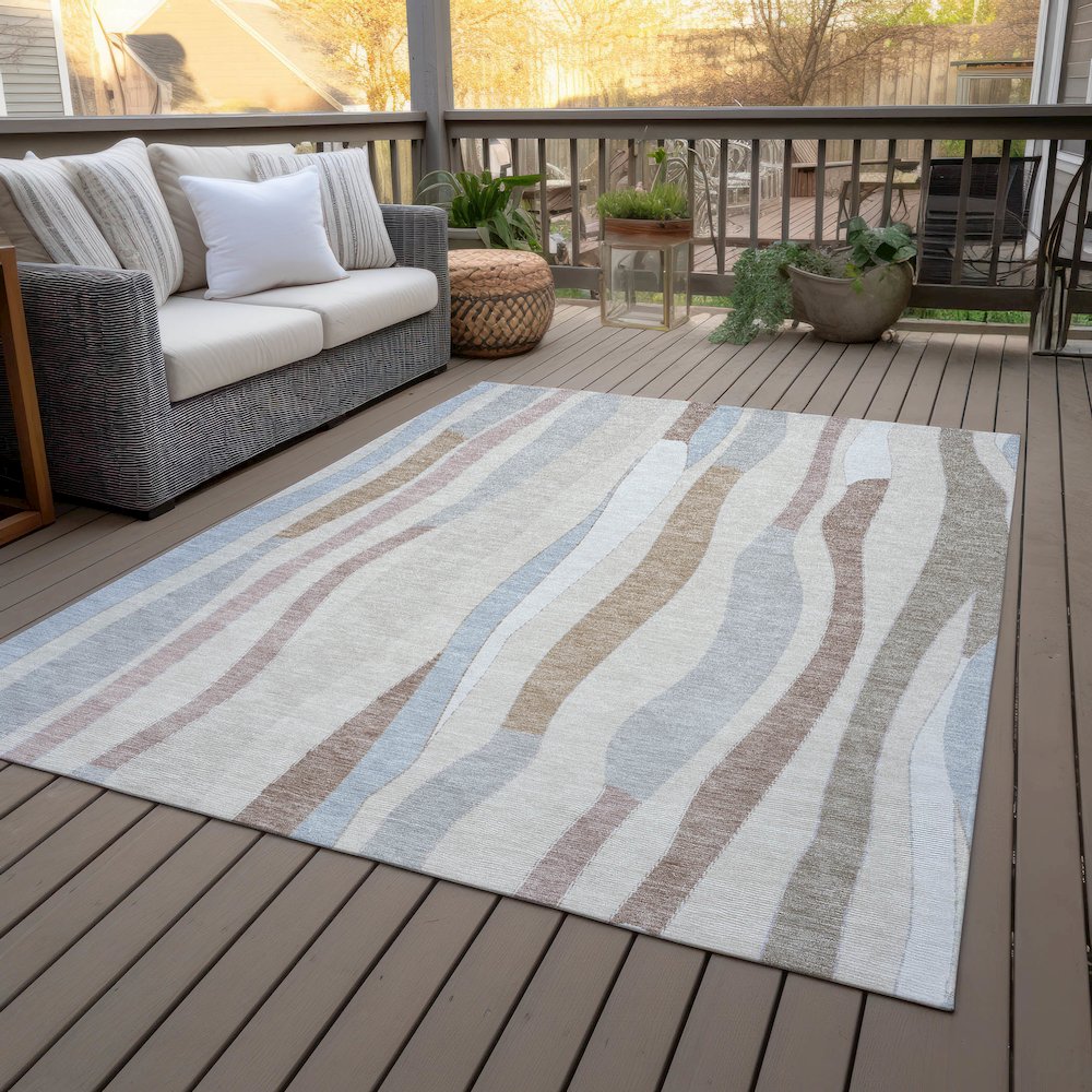 Machine Washable Indoor/Outdoor Chantille ACN2188 Beige 5' x 7'6" Rug