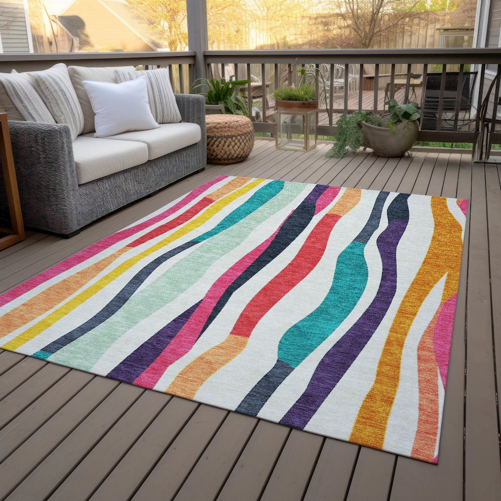 Machine Washable Indoor/Outdoor Chantille ACN2188 Ivory 5' x 7'6" Rug