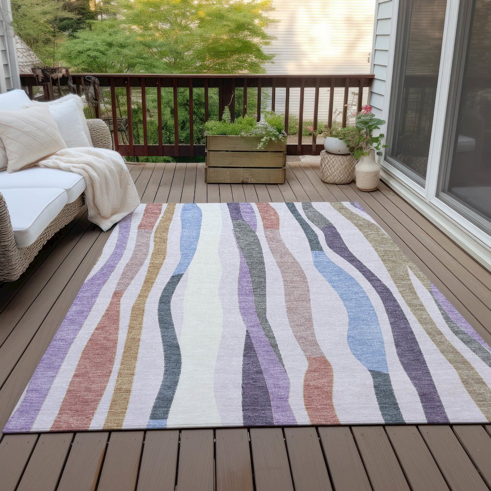 Machine Washable Indoor/Outdoor Chantille ACN2188 Lavender 5' x 7'6" Rug