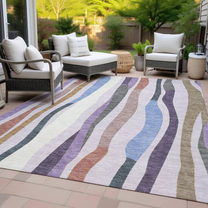 Machine Washable Indoor/Outdoor Chantille ACN2188 Lavender 5' x 7'6" Rug