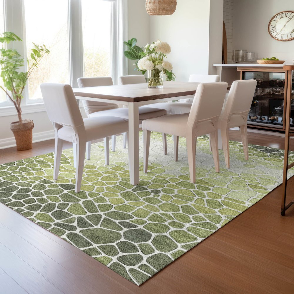 Machine Washable Indoor/Outdoor Chantille ACN2190 Green 5' x 7'6" Rug