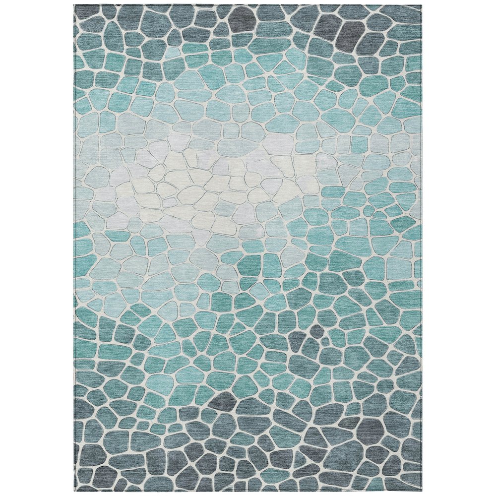 Machine Washable Indoor/Outdoor Chantille ACN2190 Teal 5' x 7'6" Rug