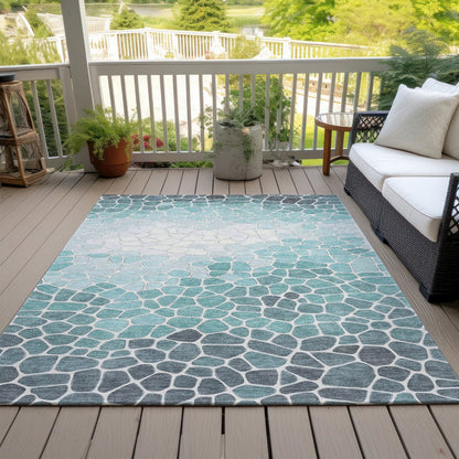 Machine Washable Indoor/Outdoor Chantille ACN2190 Teal 5' x 7'6" Rug