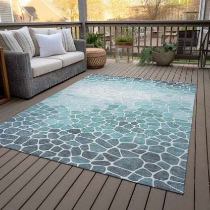 Machine Washable Indoor/Outdoor Chantille ACN2190 Teal 5' x 7'6" Rug