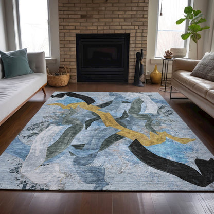 Machine Washable Indoor/Outdoor Chantille ACN2191 Denim 5' x 7'6" Rug