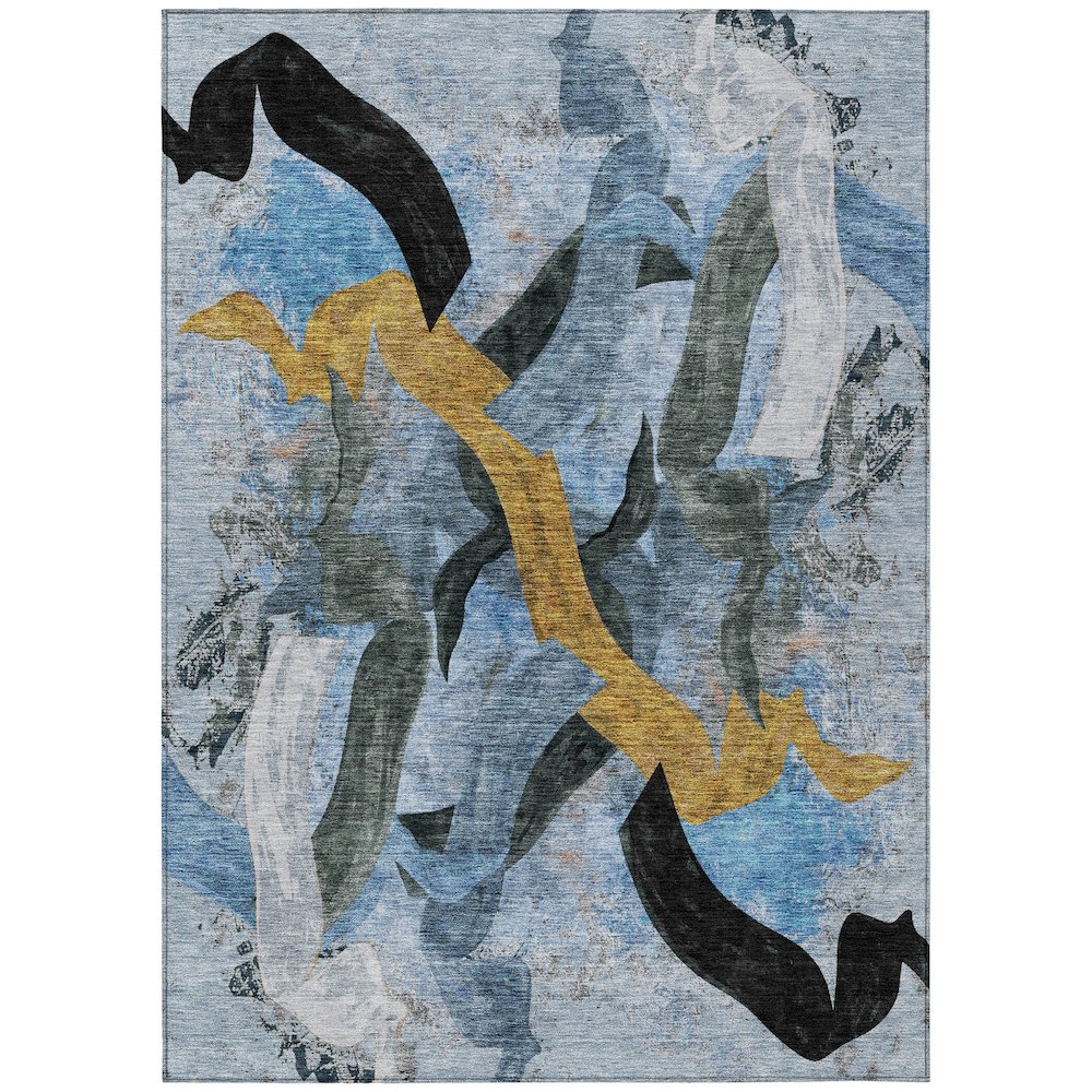 Machine Washable Indoor/Outdoor Chantille ACN2191 Denim 5' x 7'6" Rug