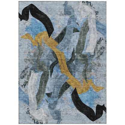 Machine Washable Indoor/Outdoor Chantille ACN2191 Denim 5' x 7'6" Rug