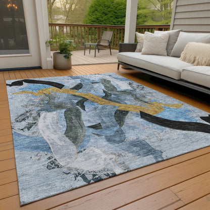 Machine Washable Indoor/Outdoor Chantille ACN2191 Denim 5' x 7'6" Rug