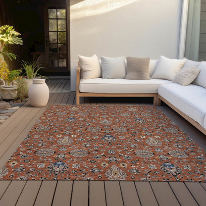 Machine Washable Indoor/Outdoor Chantille ACN2192 Paprika 5' x 7'6" Rug