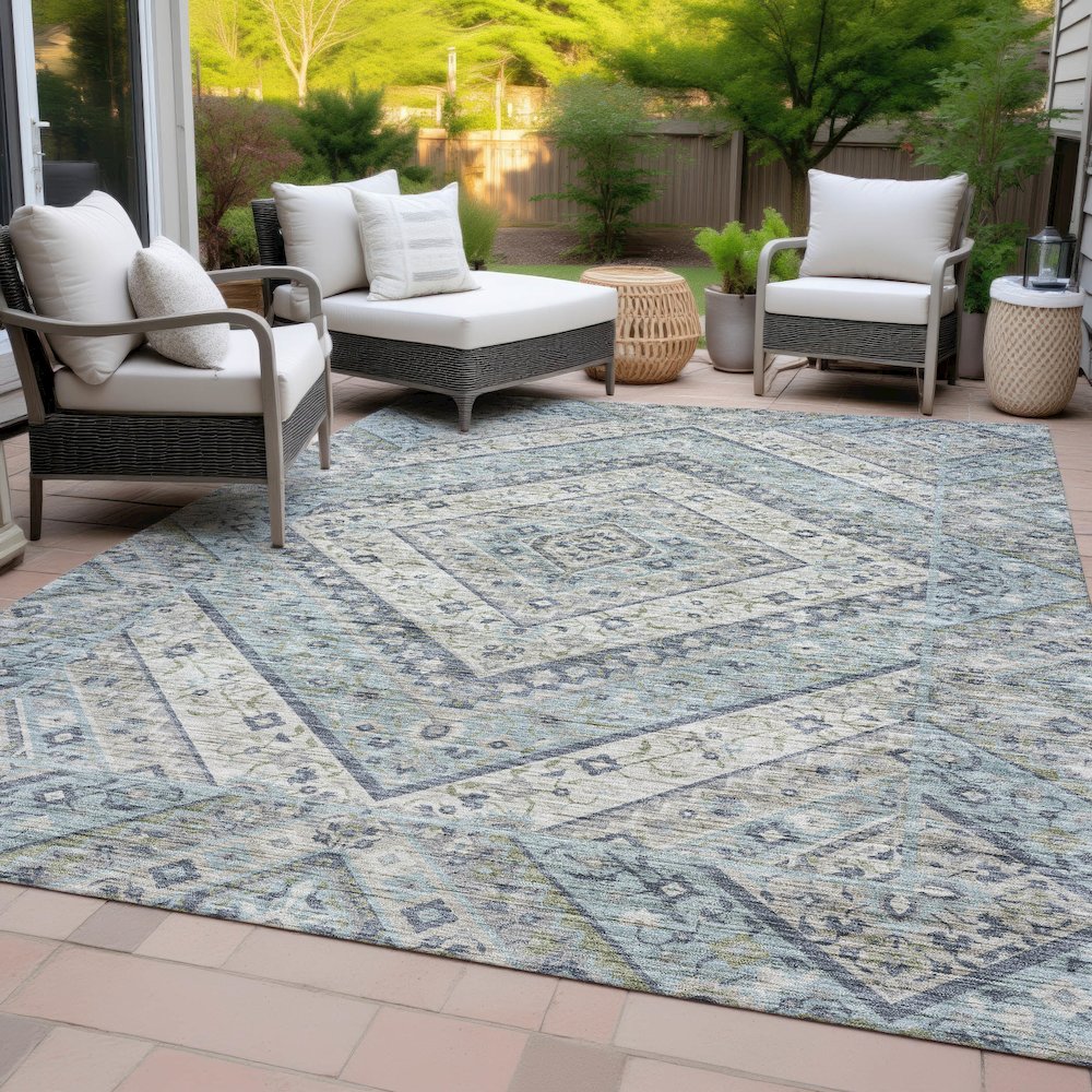 Machine Washable Indoor/Outdoor Chantille ACN2195 Sky 5' x 7'6" Rug