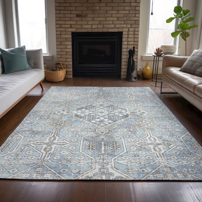 Machine Washable Indoor/Outdoor Chantille ACN2197 Sky 5' x 7'6" Rug