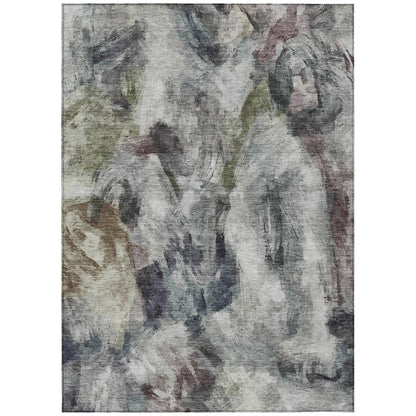 Machine Washable Indoor/Outdoor Chantille ACN2204 Gray 5' x 7'6" Rug
