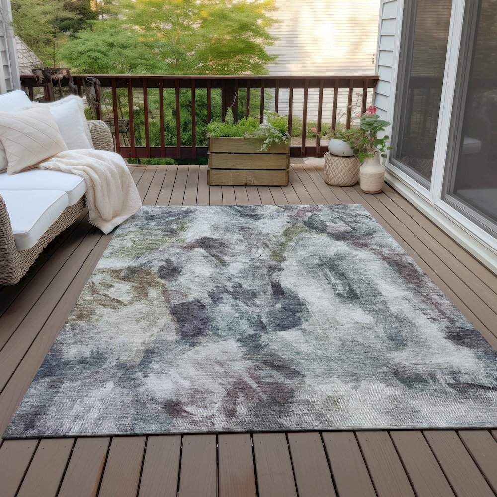 Machine Washable Indoor/Outdoor Chantille ACN2204 Gray 5' x 7'6" Rug