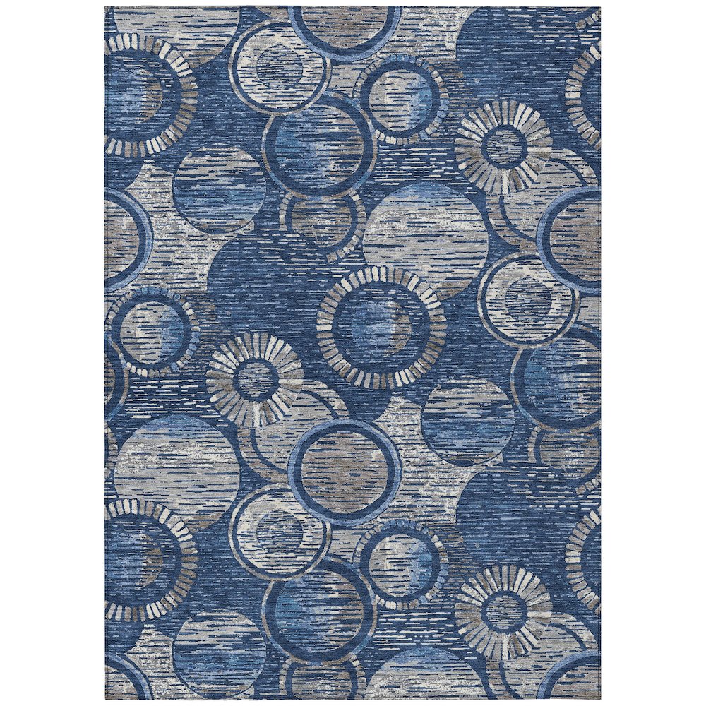 Machine Washable Indoor/Outdoor Chantille ACN2206 Navy 5' x 7'6" Rug