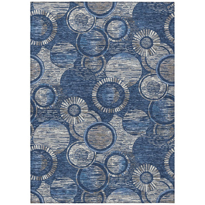 Machine Washable Indoor/Outdoor Chantille ACN2206 Navy 5' x 7'6" Rug
