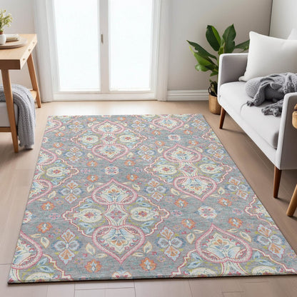 Machine Washable Indoor/Outdoor Chantille ACN2207 Gray 5' x 7'6" Rug