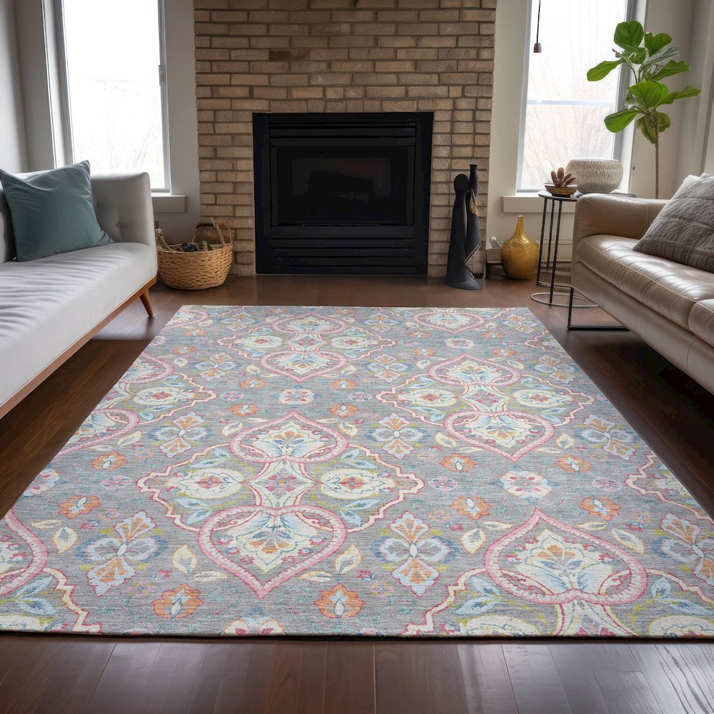 Machine Washable Indoor/Outdoor Chantille ACN2207 Gray 5' x 7'6" Rug