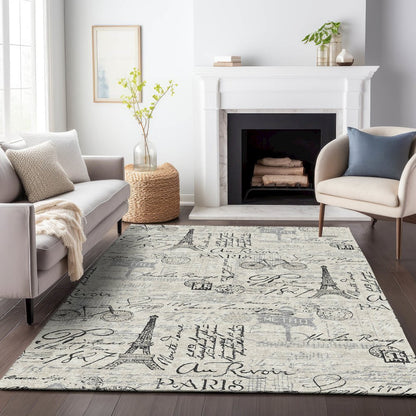 Machine Washable Indoor/Outdoor Chantille ACN2209 Beige 5' x 7'6" Rug