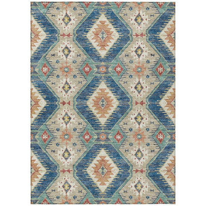 Machine Washable Indoor/Outdoor Chantille ACN2210 Navy 5' x 7'6" Rug