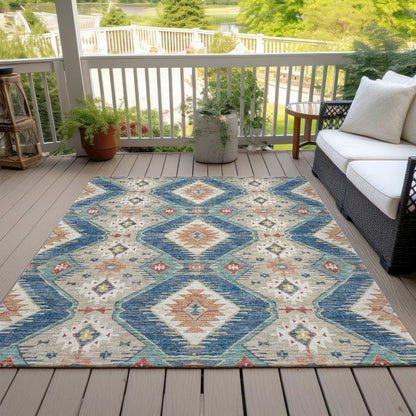 Machine Washable Indoor/Outdoor Chantille ACN2210 Navy 5' x 7'6" Rug
