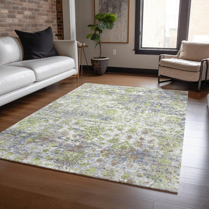 Machine Washable Indoor/Outdoor Chantille ACN2211 Aloe 5' x 7'6" Rug