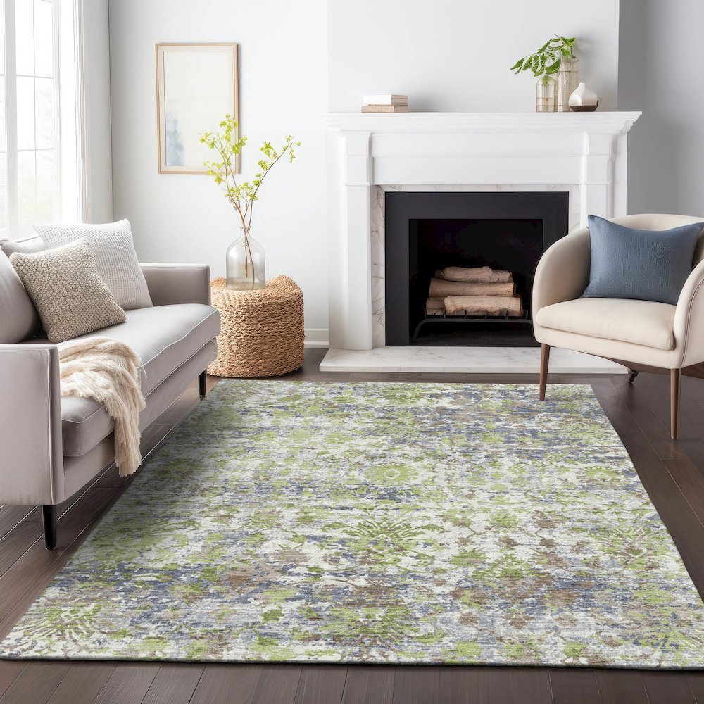 Machine Washable Indoor/Outdoor Chantille ACN2211 Aloe 5' x 7'6" Rug