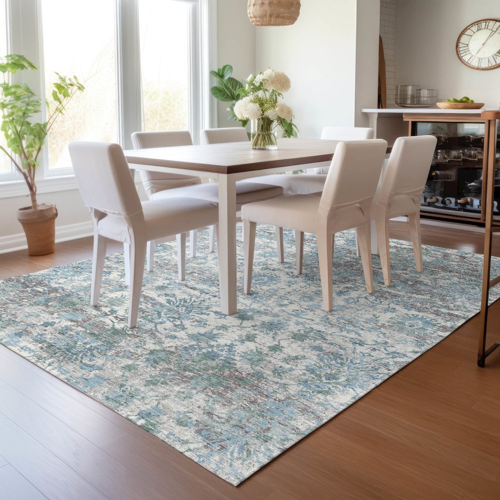 Machine Washable Indoor/Outdoor Chantille ACN2211 Denim 5' x 7'6" Rug