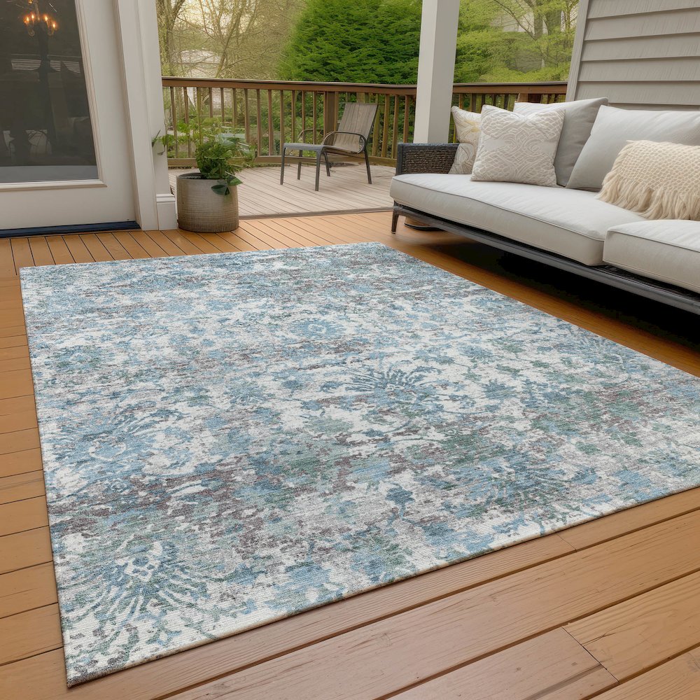 Machine Washable Indoor/Outdoor Chantille ACN2211 Denim 5' x 7'6" Rug