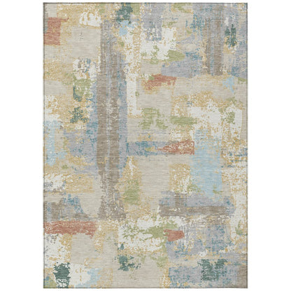 Machine Washable Indoor/Outdoor Chantille ACN2212 Beige 5' x 7'6" Rug