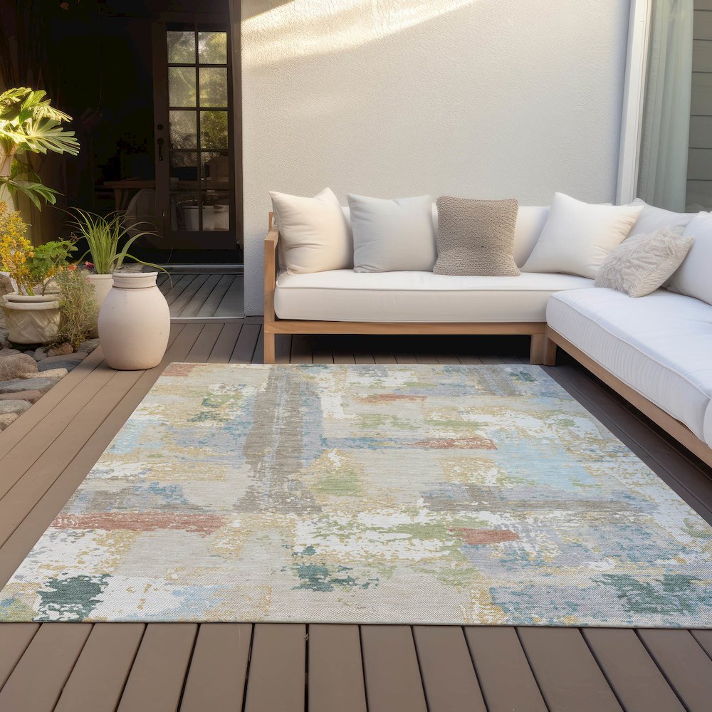 Machine Washable Indoor/Outdoor Chantille ACN2212 Beige 5' x 7'6" Rug
