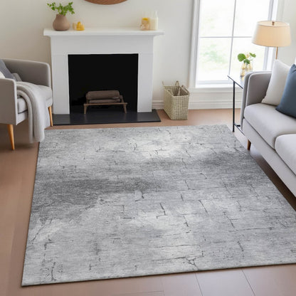 Machine Washable Indoor/Outdoor Chantille ACN2215 Gray 5' x 7'6" Rug