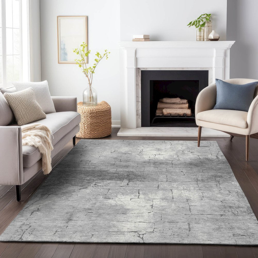 Machine Washable Indoor/Outdoor Chantille ACN2215 Gray 5' x 7'6" Rug